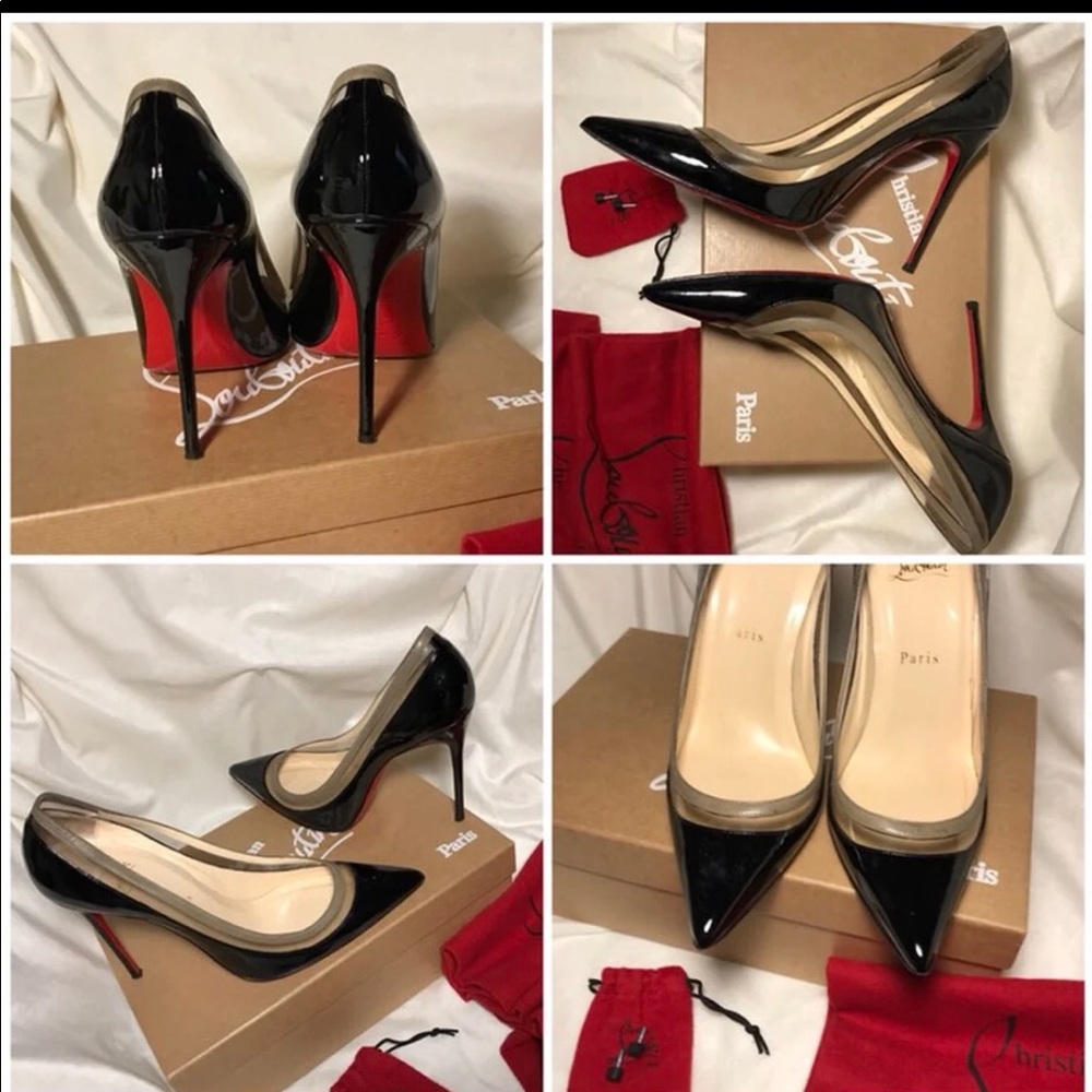 Christian Louboutin Paulina 100 Black Patent Pumps
